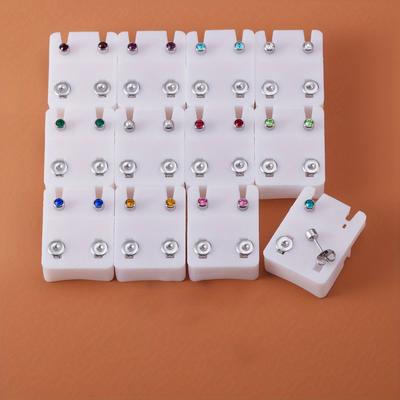 24pcs Inlaid Shiny Zircon Earrings Set Simple Styl...