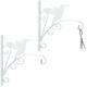Relaxdays Hanging Basket Brackets, Set of 2, Bird Design, Wall-Mounted, 30 x 29.5 x 2 cm, Plant Hanger, Iron, White
