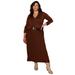 Plus Size Women's Pleated Midi Skirt by June+Vie in Cocoa Brown (Size 14/16)