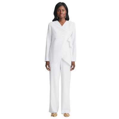 Plus Size Women's 2-Piece Faux Wrap Pantsuit by Jessica London in White (Size 24 W)