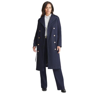Plus Size Women's Refined Denim Trench Coat by Jessica London in Indigo (Size 24 W)