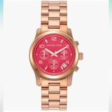 Michael Kors Accessories | Michael Kors Runway Women's Watch Rose Gold Watch Pink Face | Color: Gold/Pink | Size: Os