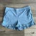 J. Crew Shorts | J.Crew Pull On Ruffle Shorts Chambray Blue 100% Cotton Mid-Rise Women's Small | Color: Blue | Size: S