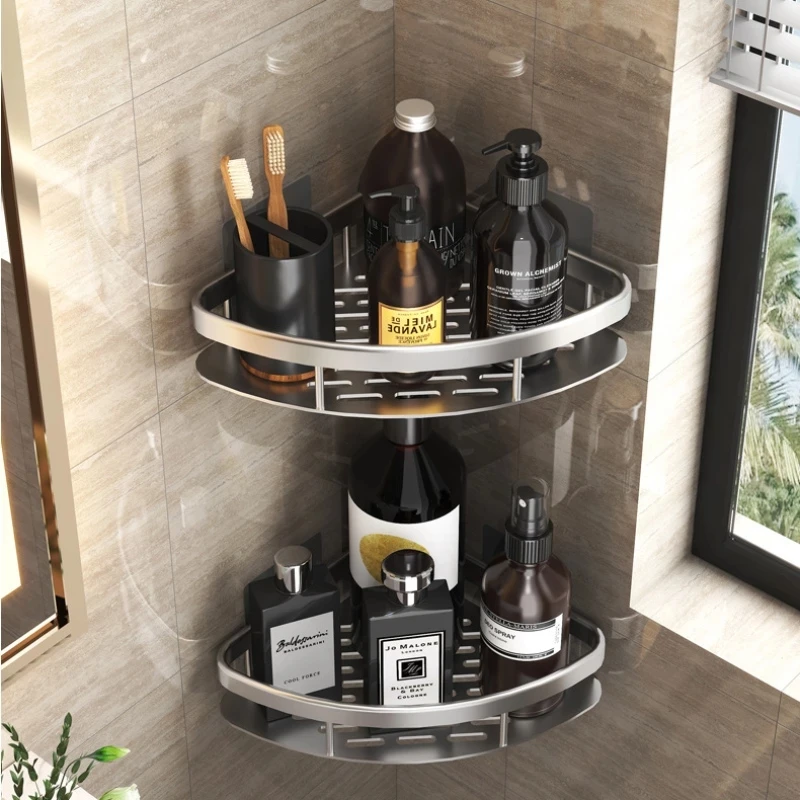 Étagères de salle de bain, support mural sans perceuse, étagère d'angle, support de rangement de douche pour WC, organisateur de shampoing, accessoires de salle de bains
