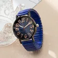 Montre à quartz numérique de luxe simple pour femme horloge bleue pour femme acier inoxydable