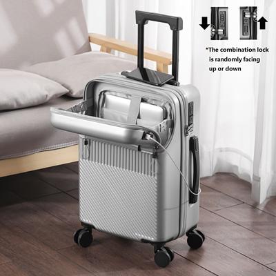 TEMU A Compact And Lightweight 20-inch Carry-on Suitcase With A Built-in Cup Holder And A Retractable Handle. Image