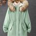 Girls Drawstring Waist Winter Fleece Hooded Jacket Coat Casual Outdoor Warm Parka With Pockets