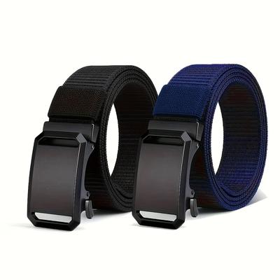 TEMU 2pcs Men's Nylon Automatic Buckle Belt, Casual Nylon Pants Belt