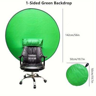 TEMU Green Backdrop Portable Webcam Background Folding Round Green Screen Chair Backdrop For Home Video Conference Live Streaming Broadcast