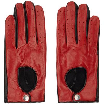 Contrast Leather Driving Gloves - Red - Ernest W. Baker Gloves