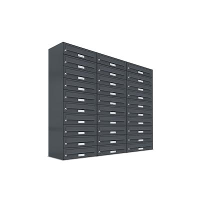 AL Briefkastensysteme 30 Fächer Premium Wand Briefkasten Anlage in RAL 7016 Anthrazit Grau, Post A4, robust, wetterfest, Artikelnummer: 132P30EA3P7016 Image