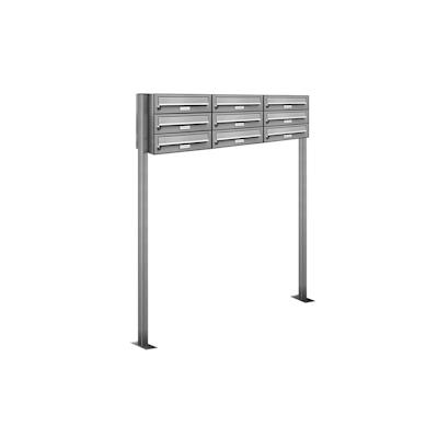 AL Briefkastensysteme 9 Fächer Premium Edelstahl Stand Briefkasten Anlage für Post A4 modern, robust, wetterfest, Artikelnummer: 132V9S3 Image