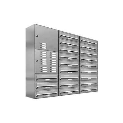 AL Briefkastensysteme 21 Fach Premium Edelstahl Wand Briefkasten Anlage mit Klingeln, Post A4, modern, robust, wetterfest, Artikelnummer: 132T21EA3KS Image