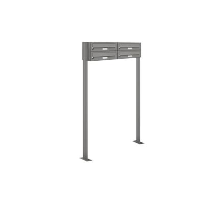 AL Briefkastensysteme 4 Fächer Premium Stand Briefkasten Anlage in RAL 9007 Aluminium Grau, Post A4, robust, wetterfest, Artikelnummer: 132P4S2P9007 Image