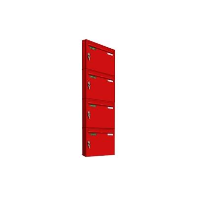 AL Briefkastensysteme 4 x Basic Wand Briefkasten in RAL Farbe 3000 Feuer Rot für Post A4, wetterfest, Artikelnummer: 431P4EA1P3000 Image