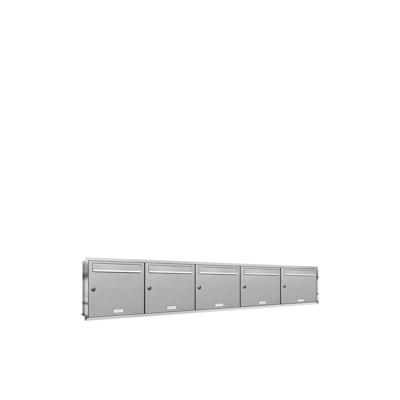 AL Briefkastensysteme 5 Fächer Premium Edelstahl Unterputz Briefkasten Anlage für Post A4, modern, robust, wetterfest, Artikelnummer: 331T5U5 Image