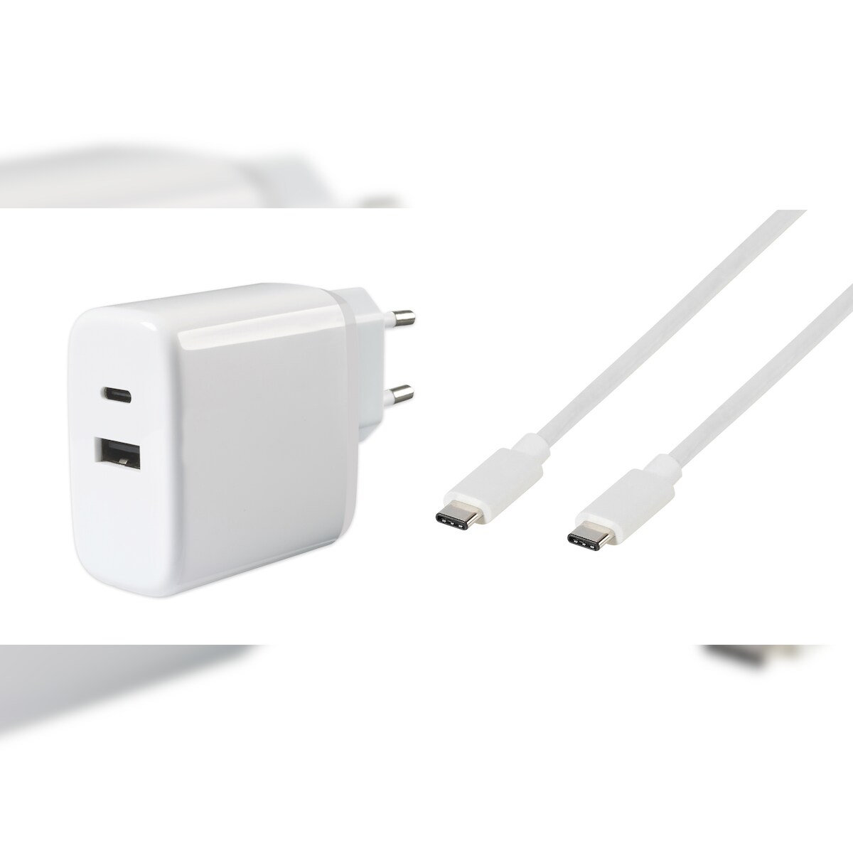 Vivanco Ultra-schnelles Universal-Doppelladegerät Power Delivery 3.0 USB 65W USB C + USBA-Stecker, 1 Meter Image