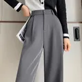 Pantalon taille haute à jambes larges pour femmes élégant à la mode minimalisme droit