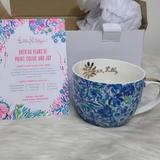 Lilly Pulitzer Dining | Lilly Pulitzer Mugs Set 2 Blue White Ceramic Floral Brand New Gift Anniversary | Color: Blue/White | Size: Os