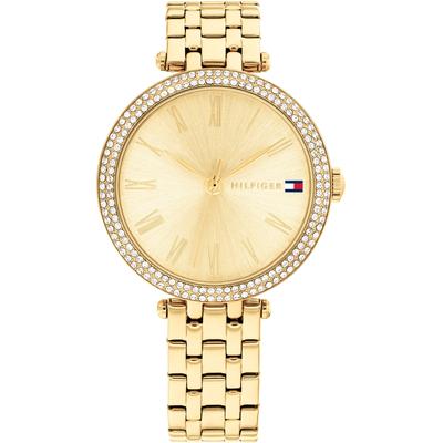 Quarzuhr TOMMY HILFIGER "NATALIE", gold (goldfarben), Armbanduhren, Damen, Armbanduhr, Damenuhr, Glaskristalle, Edelstahlarmband Image