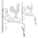 Relaxdays Hanging Basket Brackets, Set of 2, Rooster Design, Wall-Mounted, 30 x 25.5 x 2 cm, Plant Hanger, Iron, White