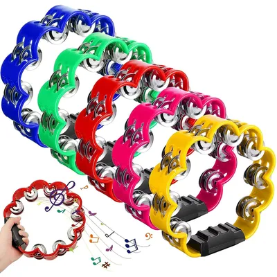 Petal Shaped Tambourine Plastic Percussion Tambourine for Musical Rhythm Instrument for Adults