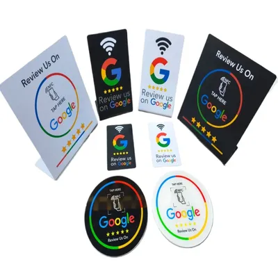 13.56Mhz programmable Google Review Card NFC station table NFC Google Reviews display bending card