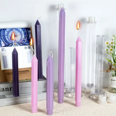 Hexagon Stripe Pole Acrylic Candle Mold Pointed Long Rod Making Set Geometry Candlestick Plastic