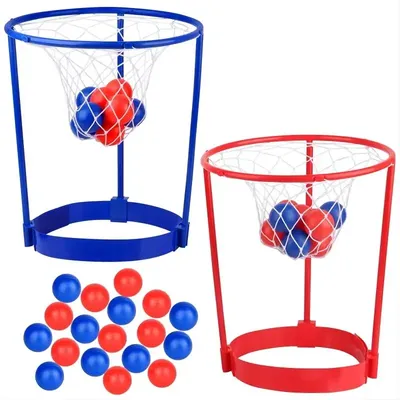 2 Pack Head Hoop Basketball Party Game for Kids Adults Adjustable Basket Net Headband with 20 Balls