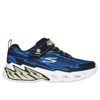 Skechers Boy's S-Lights: Light Storm 2.0 - Bolt-Brights Sneaker | Size 1.5 | Black/Blue | Synthetic/Textile