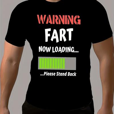 TEMU Funny Letter Pattern Men's Short Sleeve Crew Neck T-shirt, Summer Outdoor Image