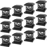Solar Post Cap Lights Outdoor - Waterproof Led Fence Post Solar Lights For 3.5X3.5/4X4/5X5 Wood Posts In Patio Deck Or Garden Decoration Warm Light\U2026 (12 Pack)