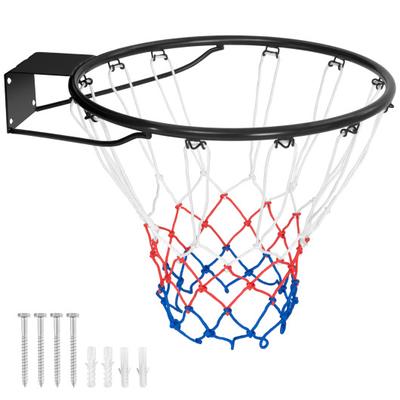 Costway 15 Inch Basketball Rim Goal Replacement with All Weather Net and Mounting Hardware-Black