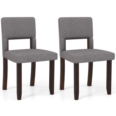 Costway Set of 2 Wooden Dining Chair with Acacia Wood Frame Padded Seat and Back-Gray