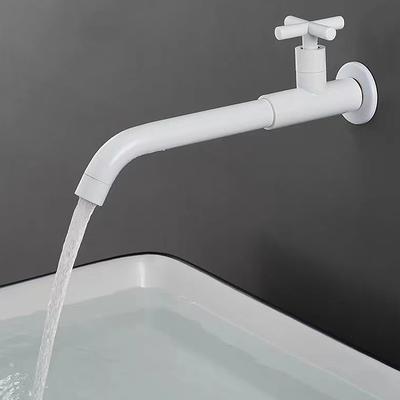 Minimalist Utility Sink Laundry Chrome White Black Faucet with Reversible Spout, Wall Mount One Handle One Hole Wash Basin Tap, Laundry Tub Pot Filler Commercial Faucet, Cold Water Only