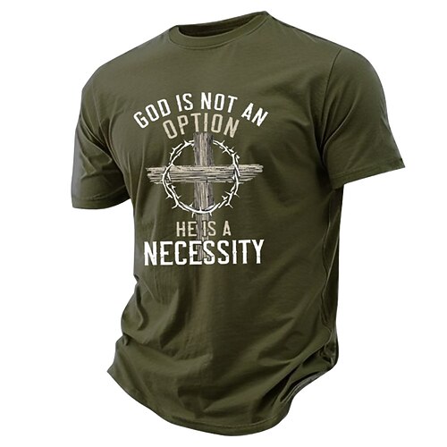 Herren Buchstabe Kreuz Jesus T Shirt T-Shirt 100% Baumwolle Kurzarm Grafik Hemd Schwarz Armeegrün Dunkelblau Bequemes T-Shirt Straße Sport im Freien Modedesigner-Kleidung Image