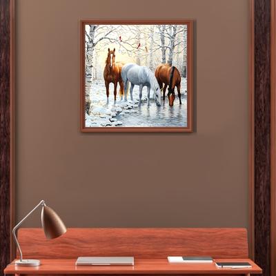 1pc Horse Pattern Diamond Painting Kit, Diy 5d Full Round Diamond Painting Kit Mosaic Making Craft, Suitable For Home Wall Decor Surprise Gifts. Frameless