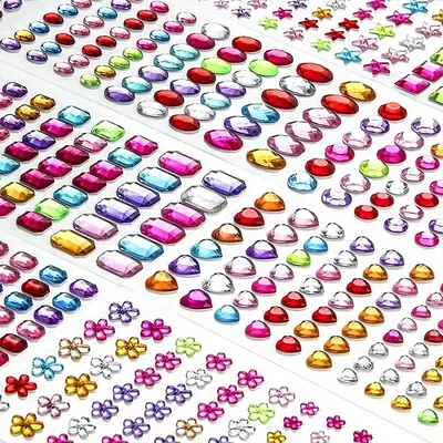 Selbstklebende Edelstein-Aufkleber zum Basteln, glitzernde Strasssteine, verschiedene Formen, Juwelen, Strasssteine, Aufkleber, Geschenkaufkleber Image