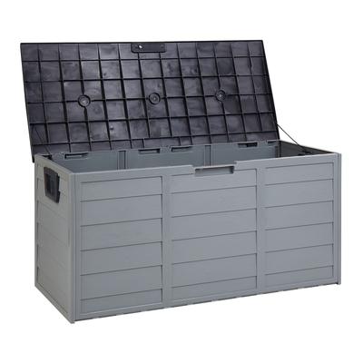 Auflagenbox Grau / Schwarz Kunststoff 112 x 50 cm für Garten für Terrasse für Outdoor