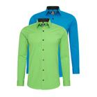 Langarmhemd RUSTY NEAL, Herren, Gr. XXXL, EURO-Größen, grün (grün, blau), 60% Baumwolle, 37% Polyester, 3% Elasthan, unifarben, casual, Langarm, Hemden, im Slim-Fit geschnitten