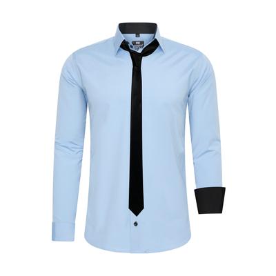 Langarmhemd RUSTY NEAL, Herren, Gr. M, EURO-Größen, blau (hellblau), 60% Baumwolle, 37% Polyester, 3% Elasthan, unifarben, casual, Langarm, Hemden, mit Krawatte Image