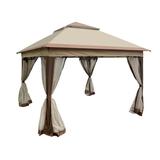 Yone jx je Outdoor 11x 11Ft Pop Up Gazebo Canopy With Removable Zipper Netting 2-Tier Soft Top Event Tent Suitable For Patio Backyard Garden Camping Area Coffee