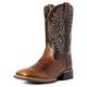 Cowboy Boots for Men,Leather Retro Embroidered Middle Tube Thick Soled Lightweight Durable Country Western Boots for Men,Brown,9.5 UK