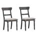 Light Brown Farmhouse Style Upholstered Dining Chairs with Wooden Turned Legs, Weathered Grey Finish, Set of 2
