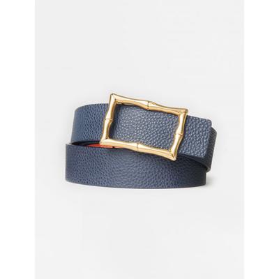 J.McLaughlin Women's Lina Reversible Leather Belt Navy/Orange, Size Large