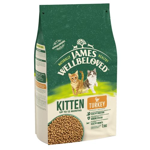 Sparpaket: 2 x 1,5kg James Wellbeloved Kitten Hypoallergenic Truthahn & Reis Katzenfutter trocken