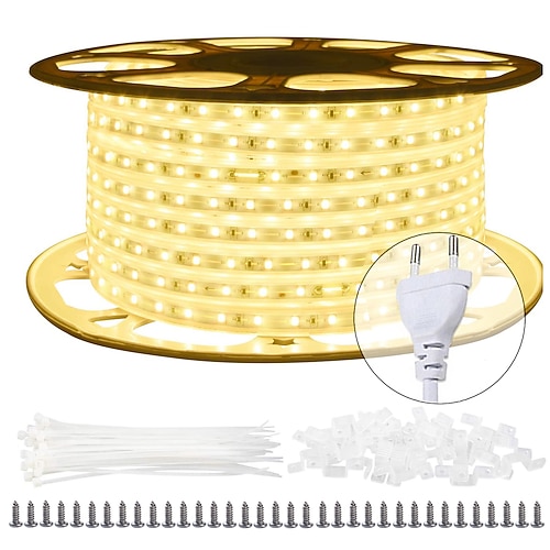 3M 5m 10m Flexible LED-Lichtstreifen 180-3000 LEDs 5050 SMD 10mm 1 Satz Halterung 1 Set Warmweiß Kaltweiß Rot LED-Streifenlicht Innenbereich Party Außenbereich 220-240 V Image