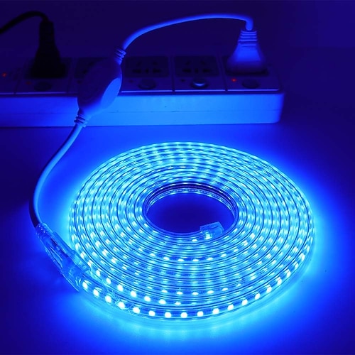 LED-Lichtstreifen für den Außenbereich, AC 220 V, wasserdicht, IP67, Lichtstreifen, EU-Stecker, flexibles Lichtband, 5050, 60 LEDs/m, hohe Helligkeit, geeignet für gewerbliche Beleuchtungsdekoration Image