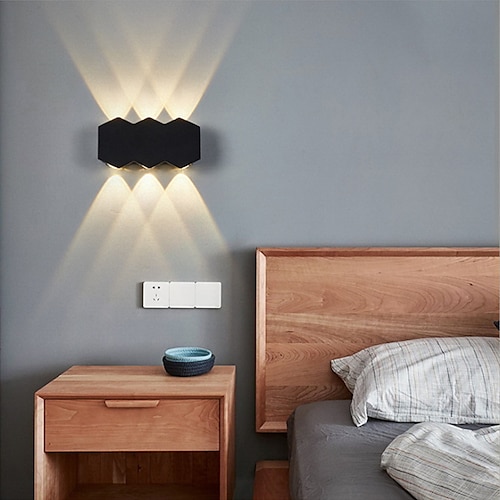 LED-Wandleuchte für den Außenbereich, 2 W, 4 W, 6 W, 8 W, Auf-/Ab-Beleuchtung, Innen-Doppelkopf, gebogen, wasserdicht, IP65, Wandleuchte, moderne Schlafzimmerlampe, AC85–265 V Image