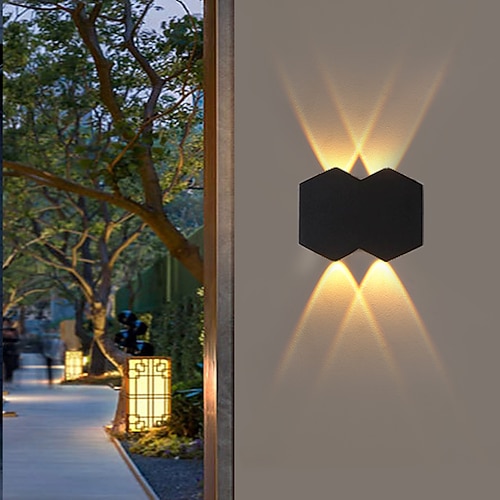 LED-Wandleuchte für den Außenbereich, 2 W, 4 W, 6 W, 8 W, Auf-/Ab-Beleuchtung, Innen-Doppelkopf, gebogen, wasserdicht, IP65, Wandleuchte, moderne Schlafzimmerlampe, AC85–265 V Image